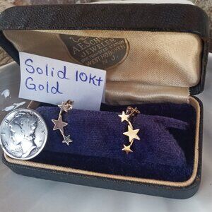 Solid 10kt Gold Shooting Star Earrings